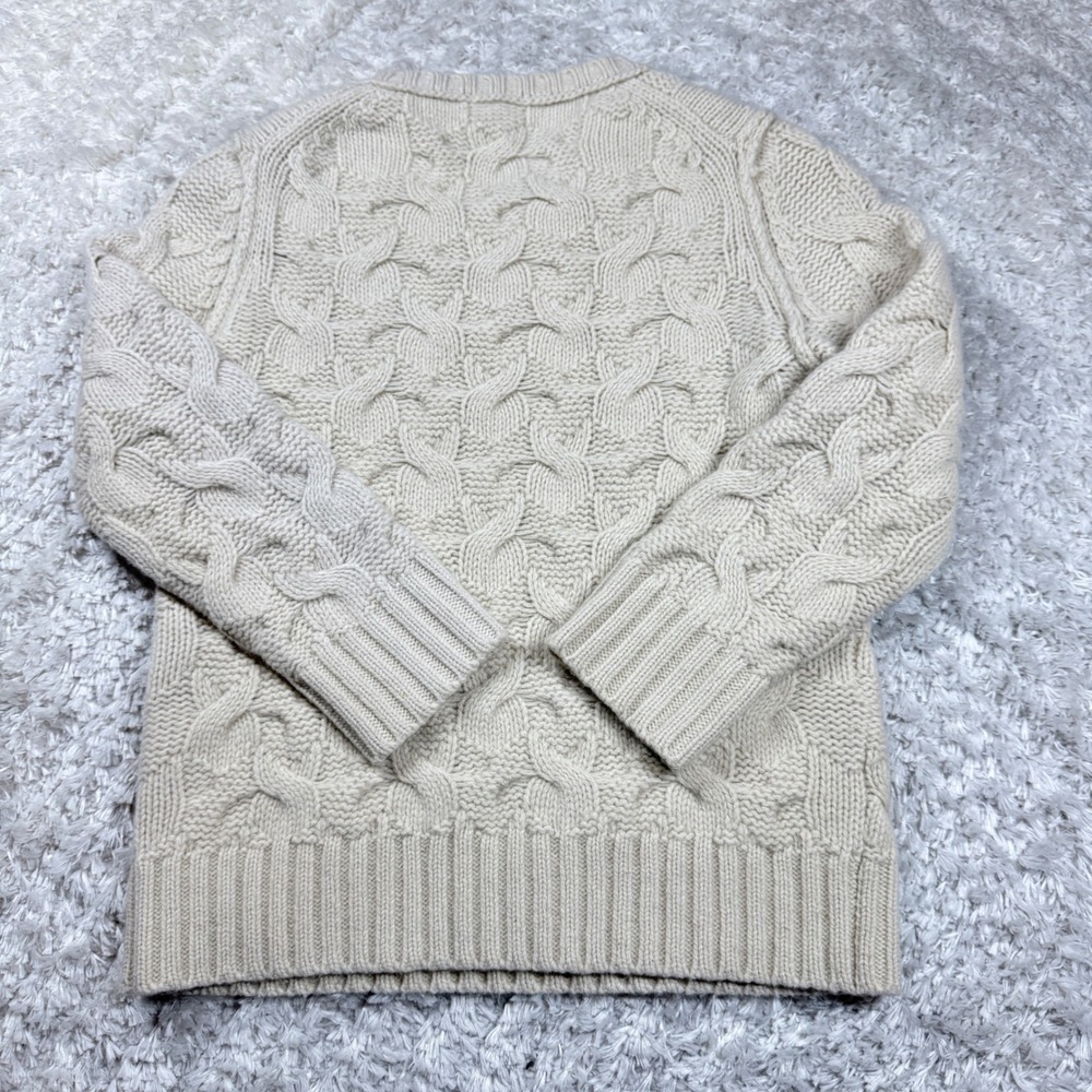 Ann Taylor Petite Cable Knit Sweater Women's Medium Pearls Ivory Clean Girl - Picture 2 of 7